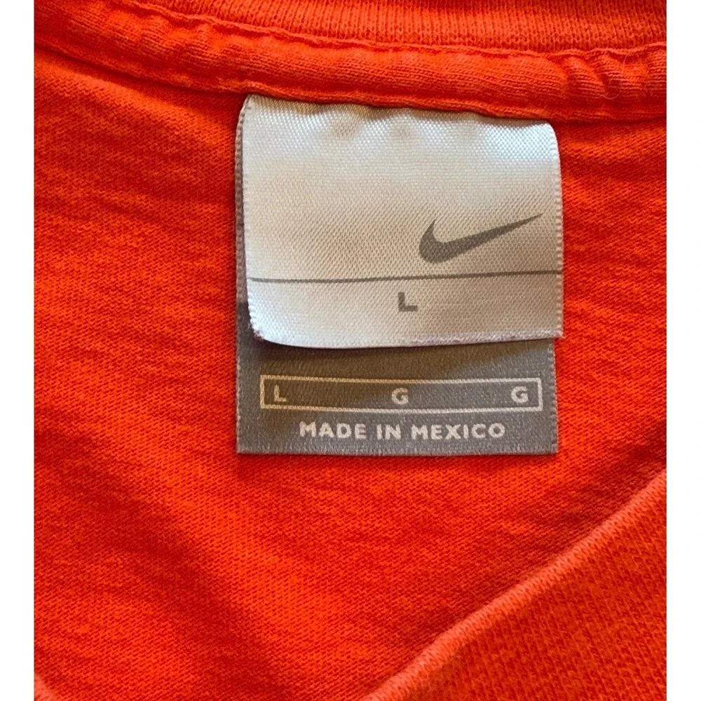 Nike Mens Embroidered Swoosh Logo T-Shirt Orange Cotton Short Sleeve Large